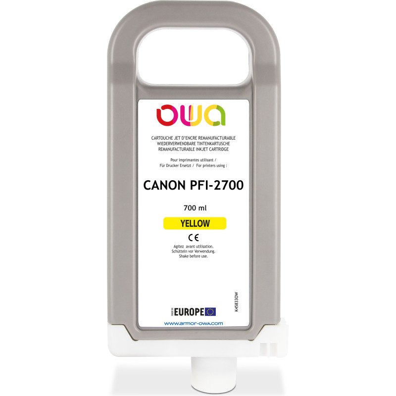 Cartouche d'encre traceur remanufacturable OWA - standard - Jaune - pour CANON PFI-2700 Y