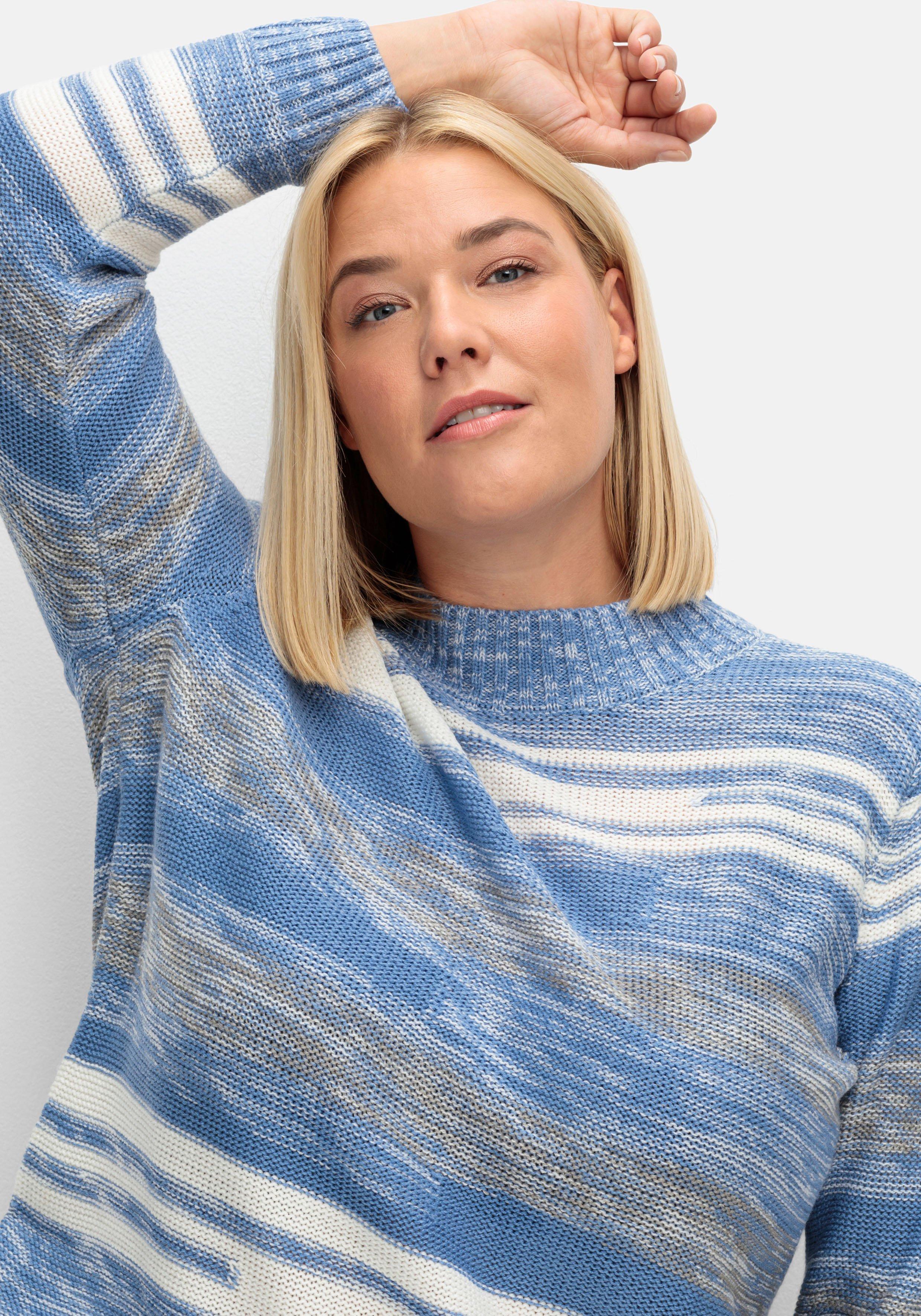 Pullover mit Stehkragen und Blockstreifen