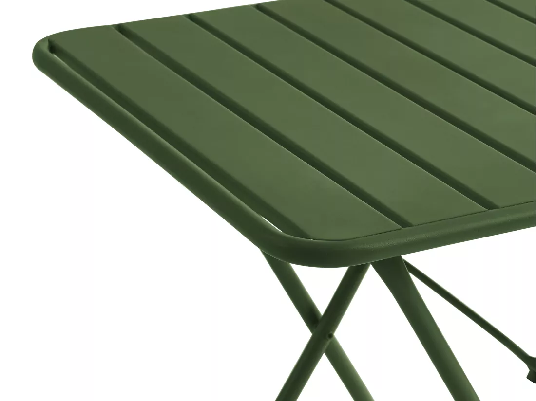 Salle à manger de jardin pliante en métal - une table L.60 cm et 2 chaises pliantes - Kaki - MIRMANDE de MYLIA