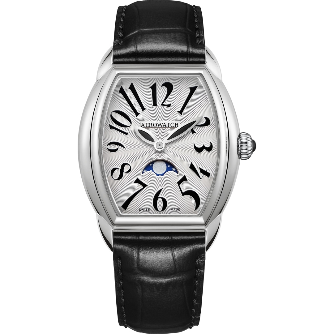 Aerowatch Streamline Lady Moon Phase Leder schwarz
