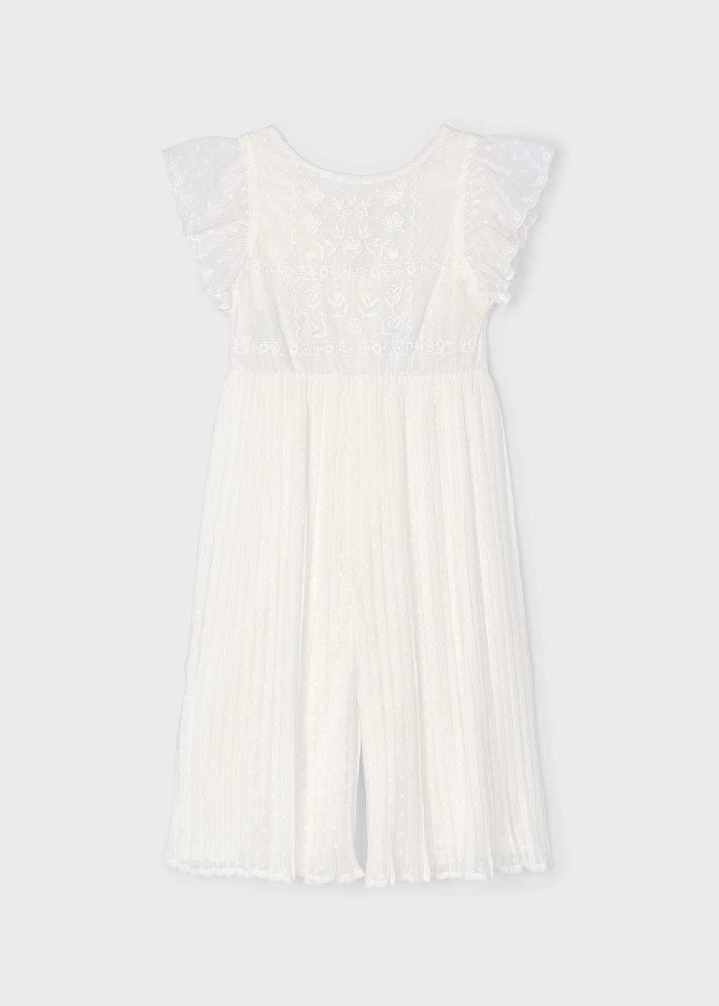 Macacão nude de chiffon com estampa de bolinhas para meninas