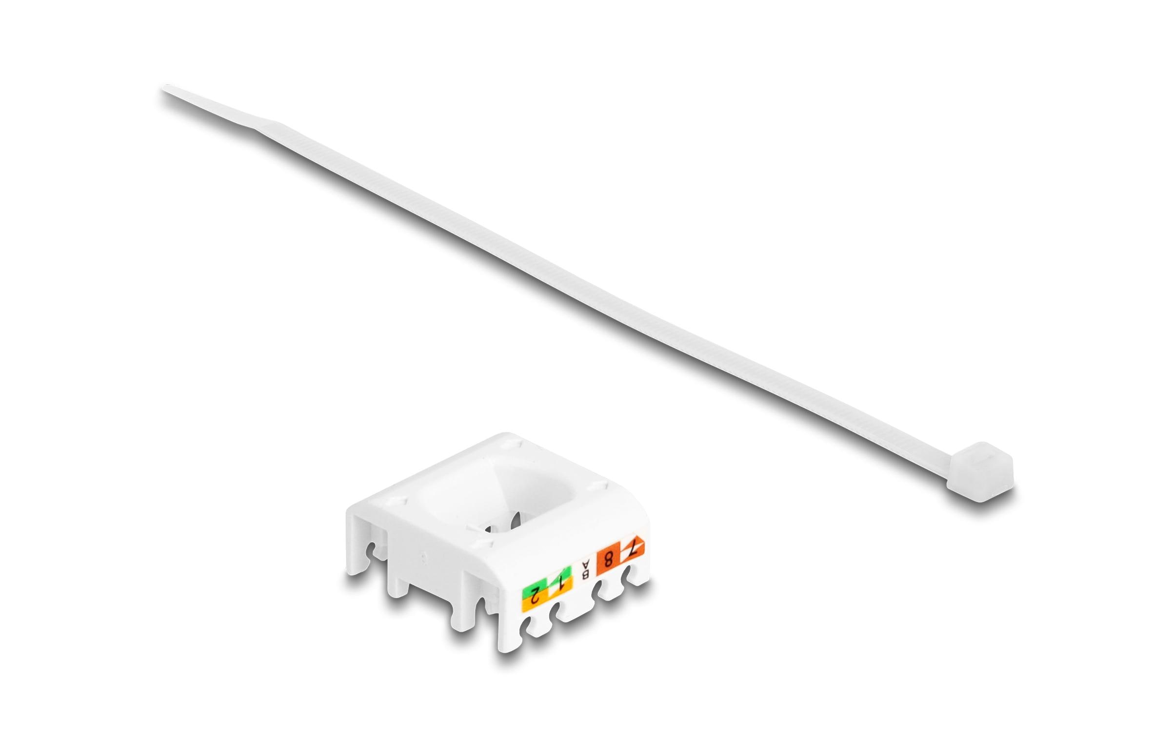 Keystone-Modul RJ45 Cat.6A mit roter StaubschutzkappeDelock Keystone Modul RJ45 Buchse zu LSA Cat.6A werkzeugfrei mit roter Staubschutzkappe