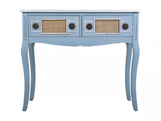 Console en bois bleu 90x33x77h