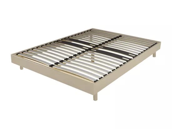 Sommier déco en Kit + pieds 160x200 - Decokit 36 lattes bois - Chêne clair - H. 13 cm