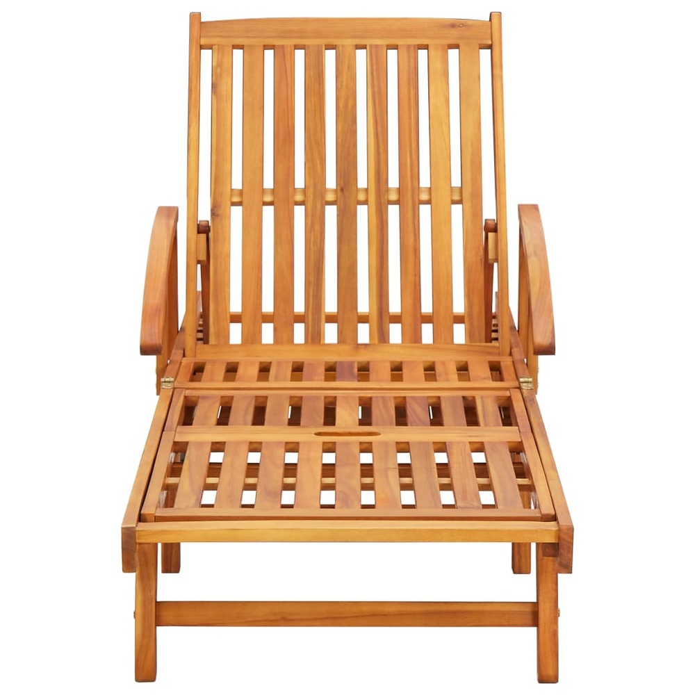 Lot de 2 transats chaise longue bain de soleil lit de jardin terrasse meuble d'extérieur avec coussins bois d'acacia solide 0