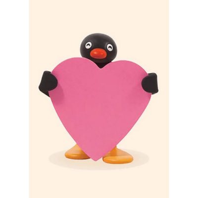 Pingu Big Pink Heart Greetings Card