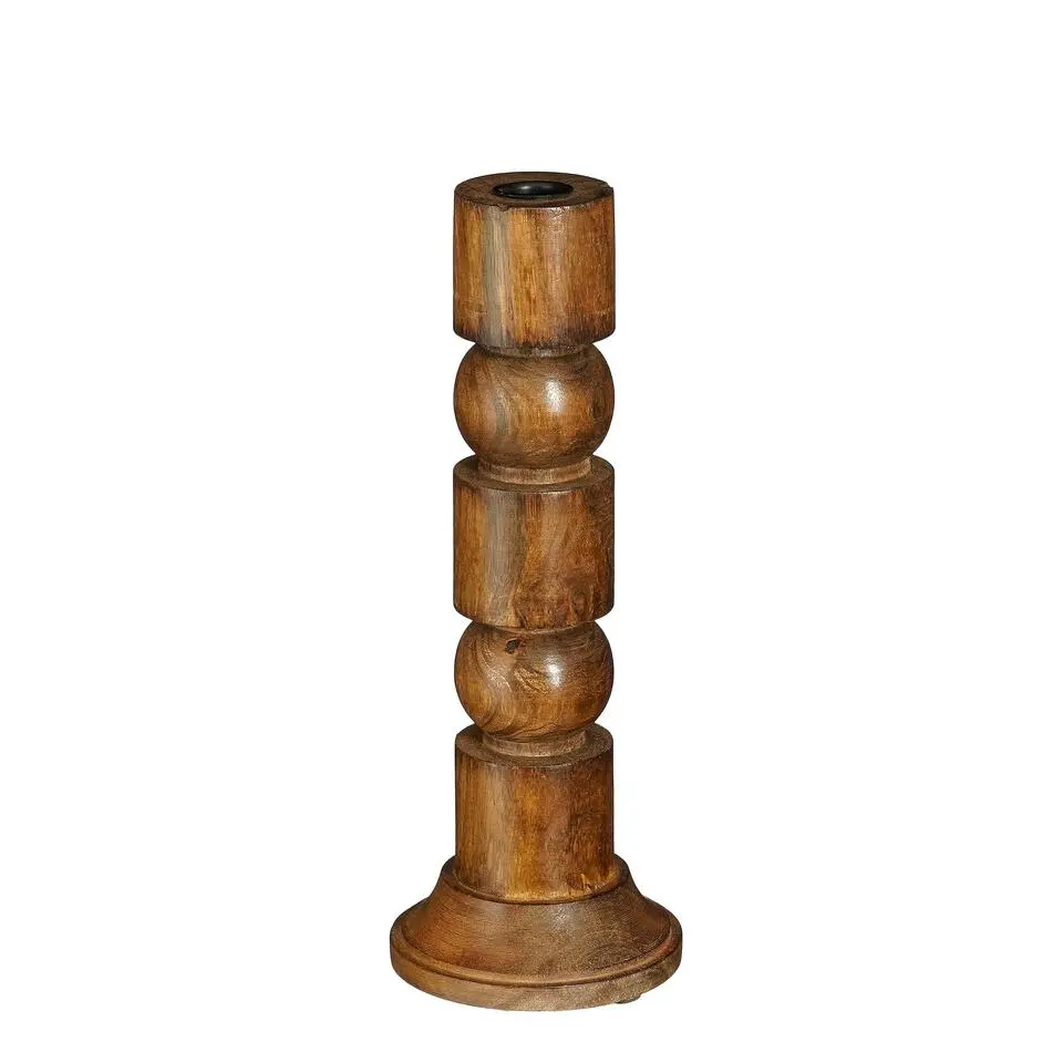Mica Decorations Philo Kandelaar - H30 x Ø11 cm - Mangohout - Bruin