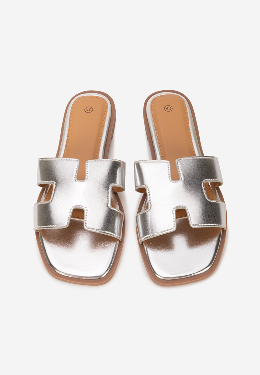 Mules plates femme argent Lecya