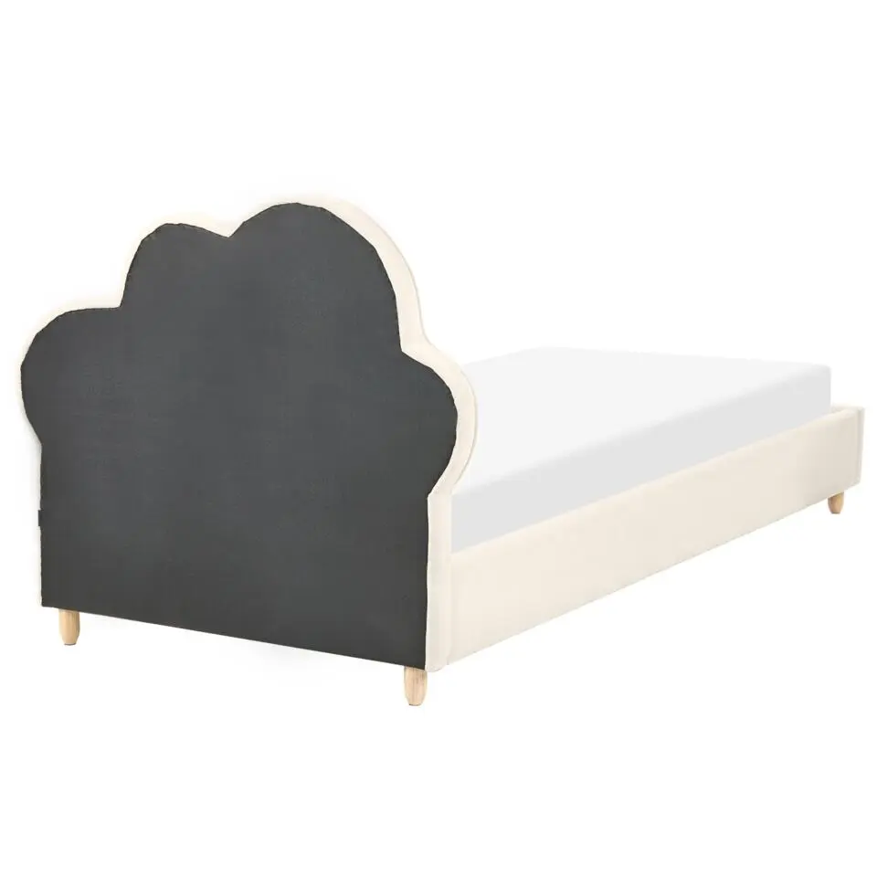 BELLEVUE - Eenpersoonsbed - Lichtbeige - 90 x 200 cm - Fluweel