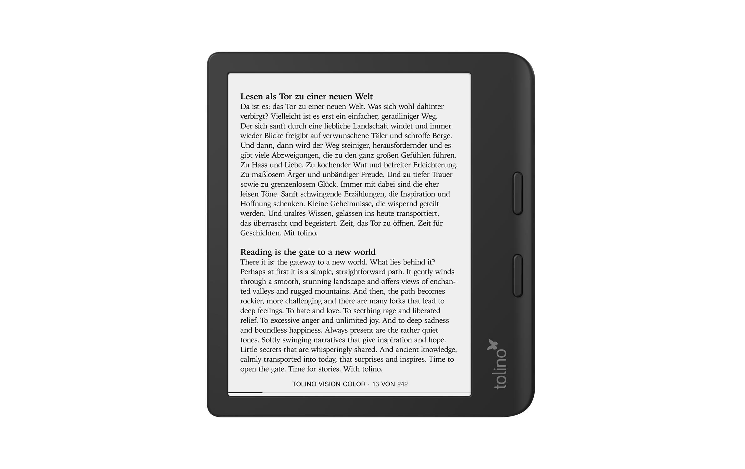 E-Book Reader Tolino vision color<br>7-Zoll-E-Book-Reader mit integrierter Beleuchtung mit smartLight