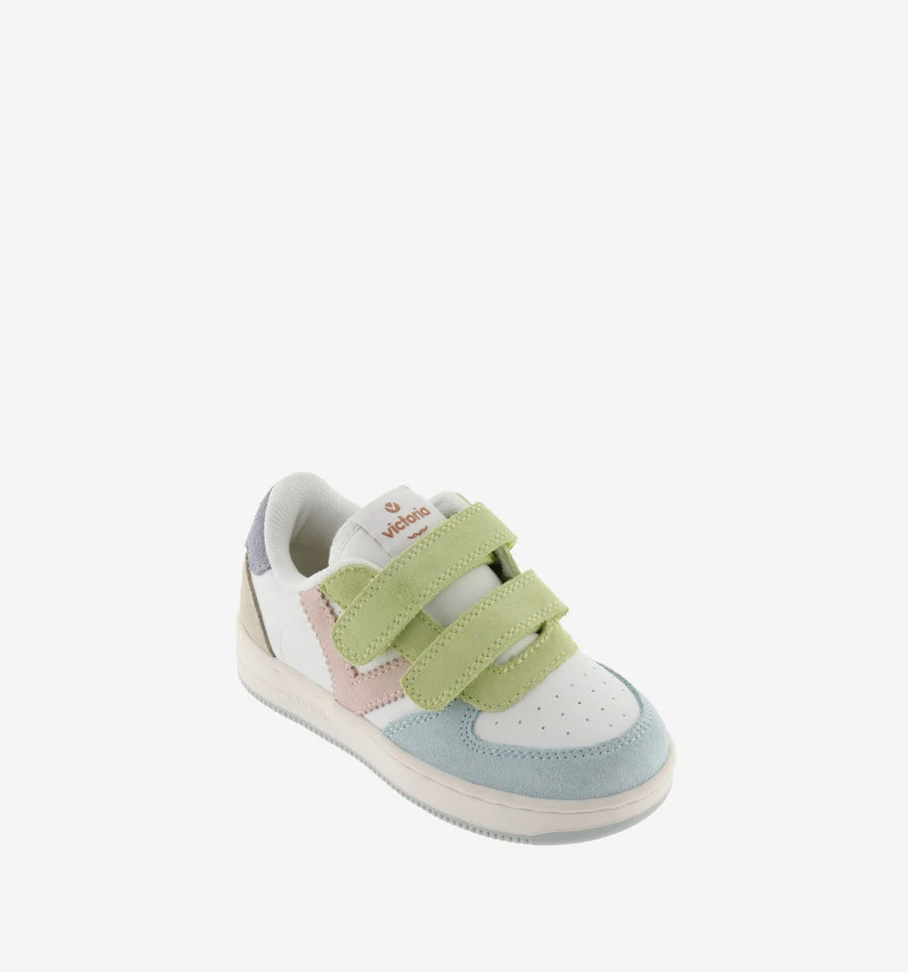 TIEMPO SCRATCH CUIR FENDU MULTICOLORE Baskets de sport multicolore pour enfant CELESTE