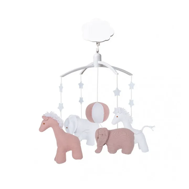 Trousselier Mobile musical girafe et éléphant | Rose