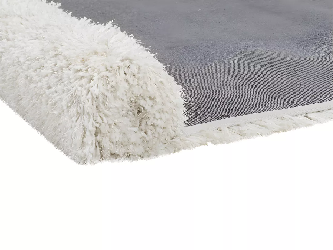 Tapis shaggy à poils longs microfibre - 160 x 230 cm - Blanc cassé - HARVEY