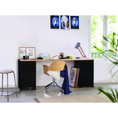 Casier de bureau avec pieds - 74 x 40 x 40 cm - noir