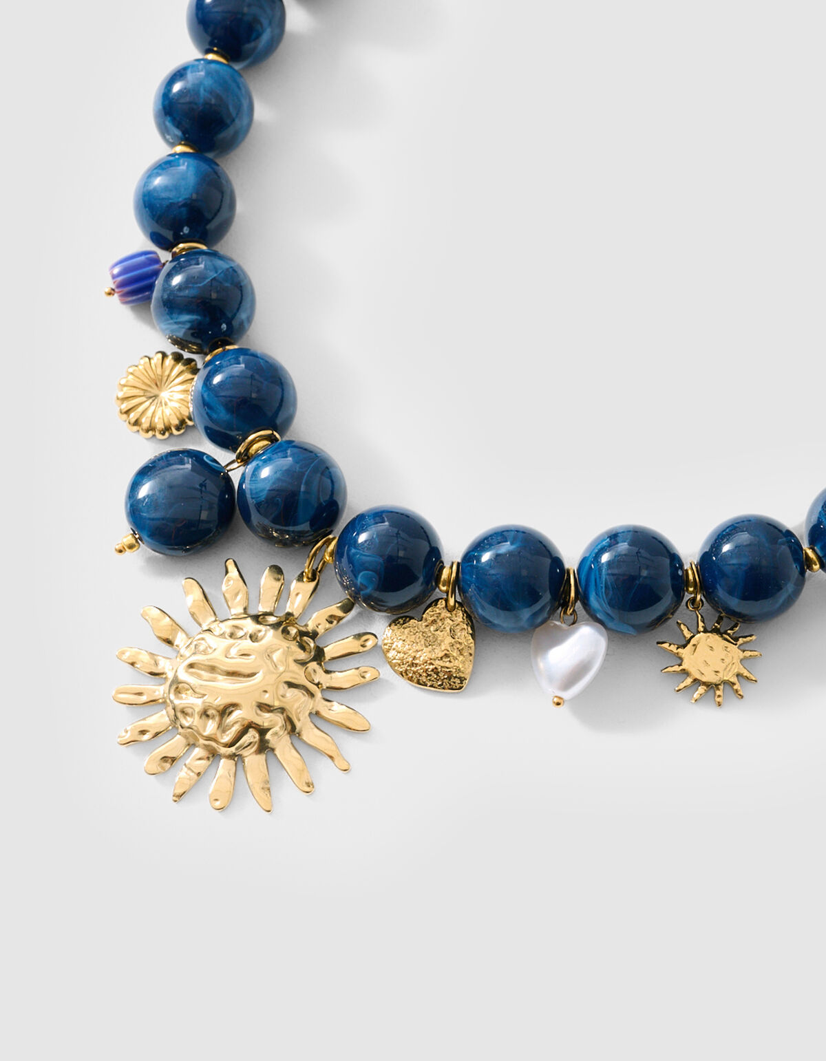 Beaded Charm Ketting Donkerblauw