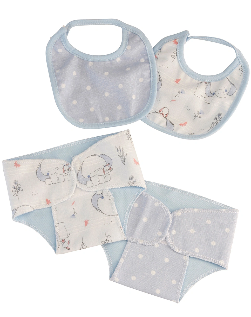 Puppenzubehör WINDEL&LÄTZCHEN - ELEFANT (37cm) 4-teilig in blau