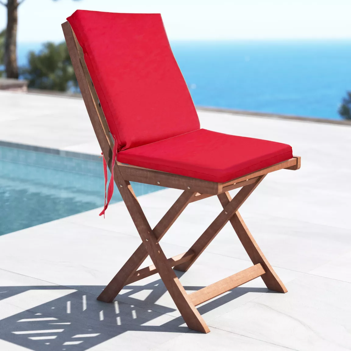 Galette de chaise extérieure avec dossier (90 x 40 cm) Mambo Rouge