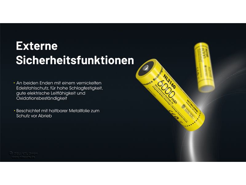 Nitecore Akku NL2160 6000 mAh Akku für verschiedene Nitecore-Stirnlampen