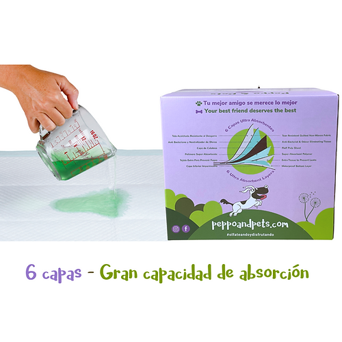 Peppo and Pets - 100 Tapetes Higiênicos para Treinamento de Cães 60x60 cm - Superabsorventes - 4 Adesivos para Fixação no Chão