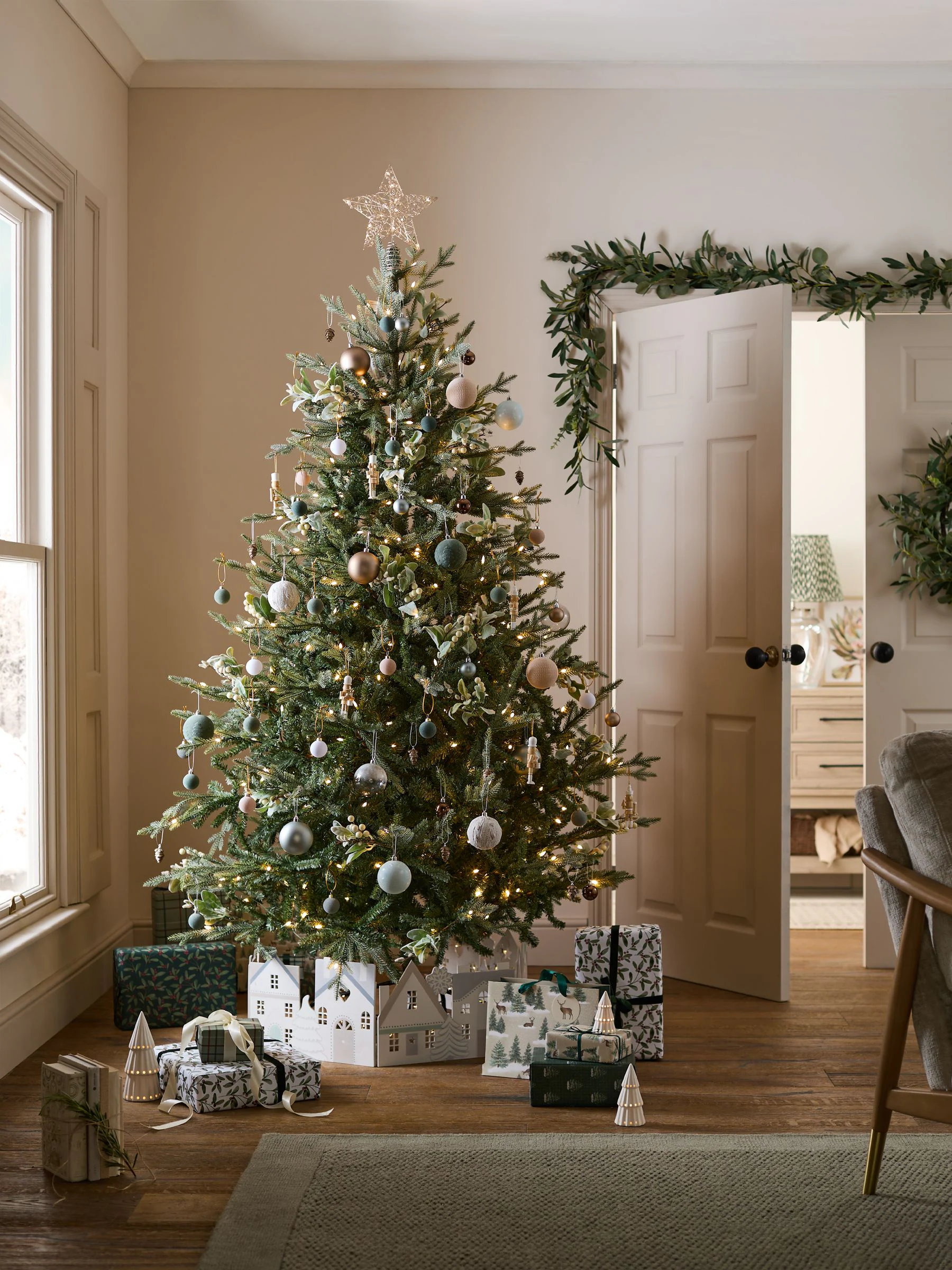 10 set Scandi papieren kerstballen