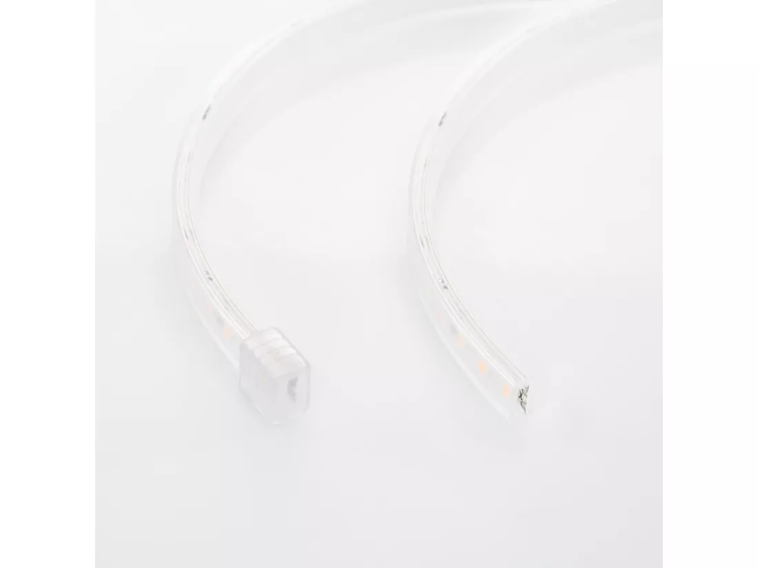 Ruban LED Dimmable Auto-redressement 220V SMD2835 120LED/m 1000 lm/m IP65 Largeur 12mm sur mesure Coupe tous les 10cm 2700K Blanc chaud 20 m