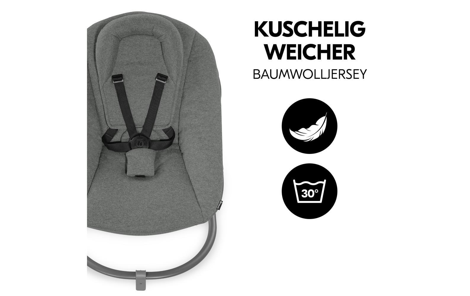 Hochstuhlaufsatz Alpha Bouncer Premium Dark Grey2in1: Babywippe und Aufsatz für Hauck Hochstuhl