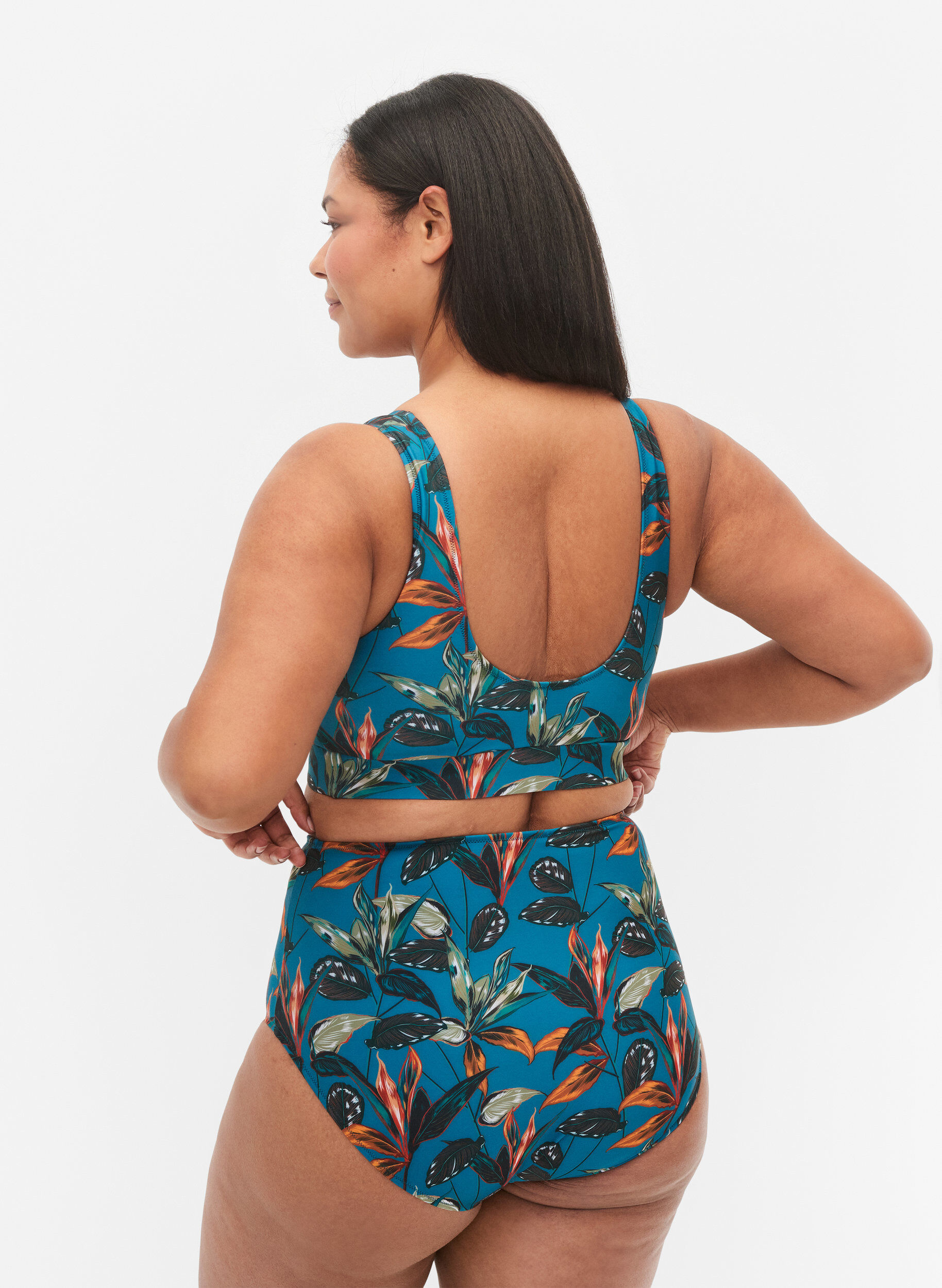 Højtaljet bikini underdel med print