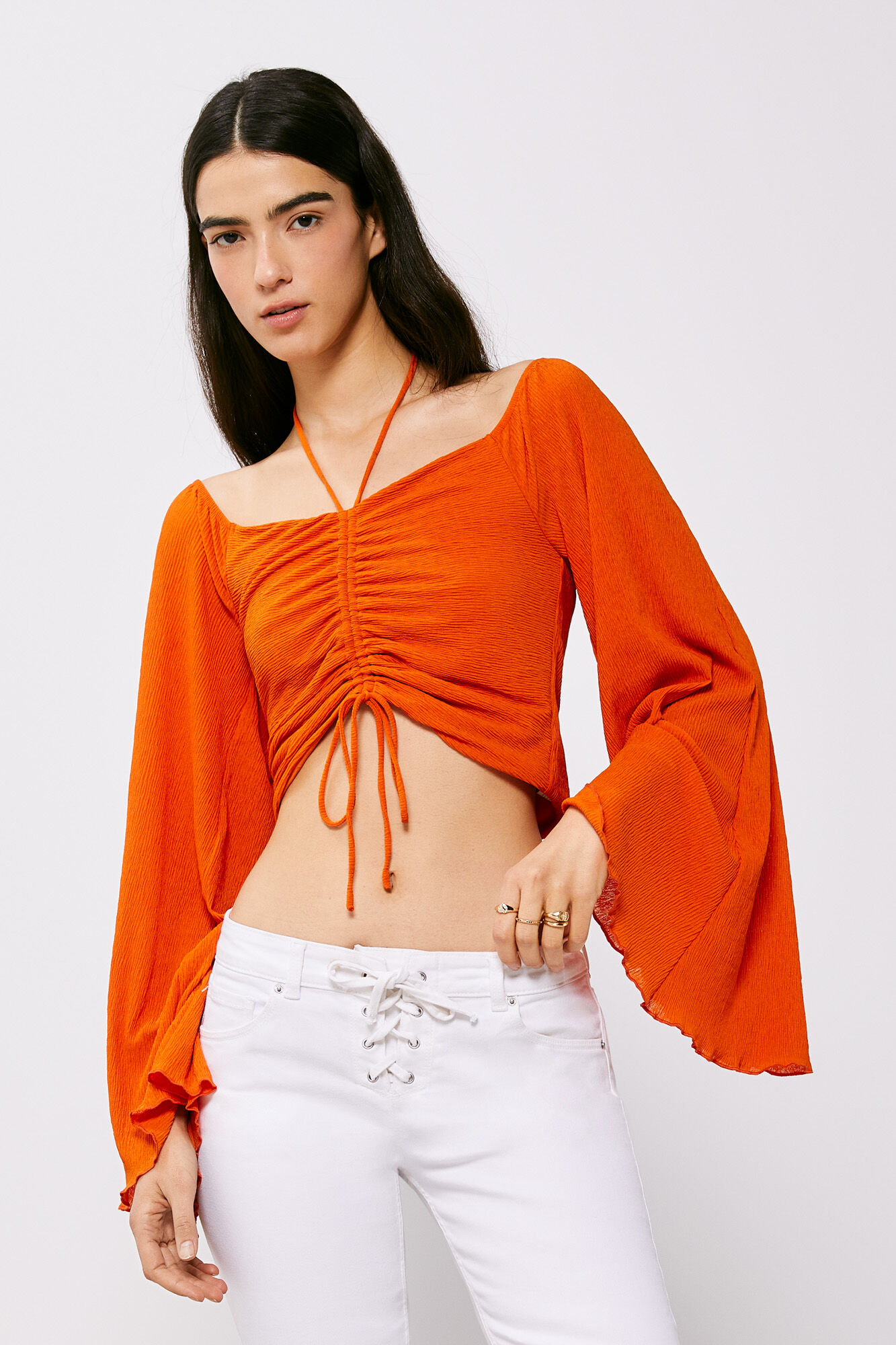 Blusa com babados - Laranja