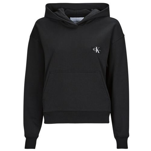 Calvin Klein Jeans - WOVEN LABEL HOODIE - Noir