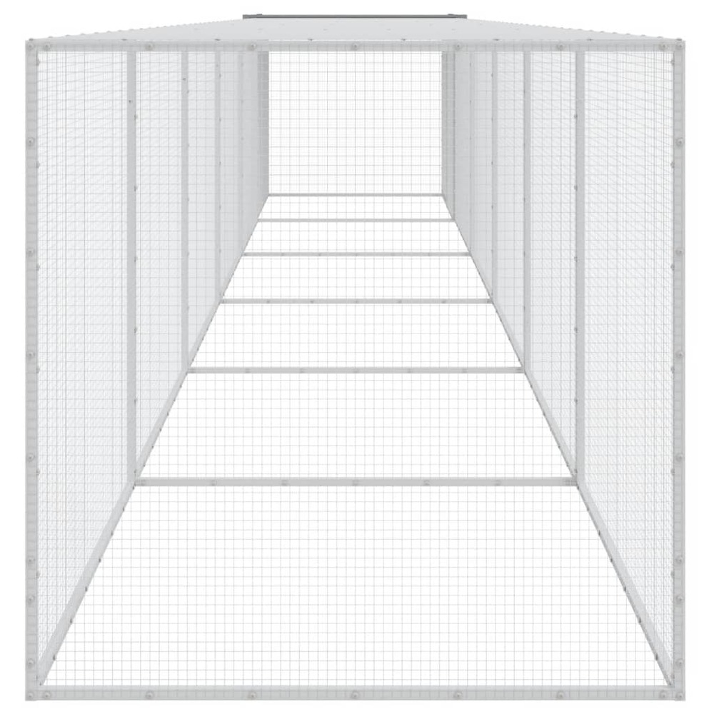 Poulailler avec toit gris clair 603x98x90 cm acier galvanisé