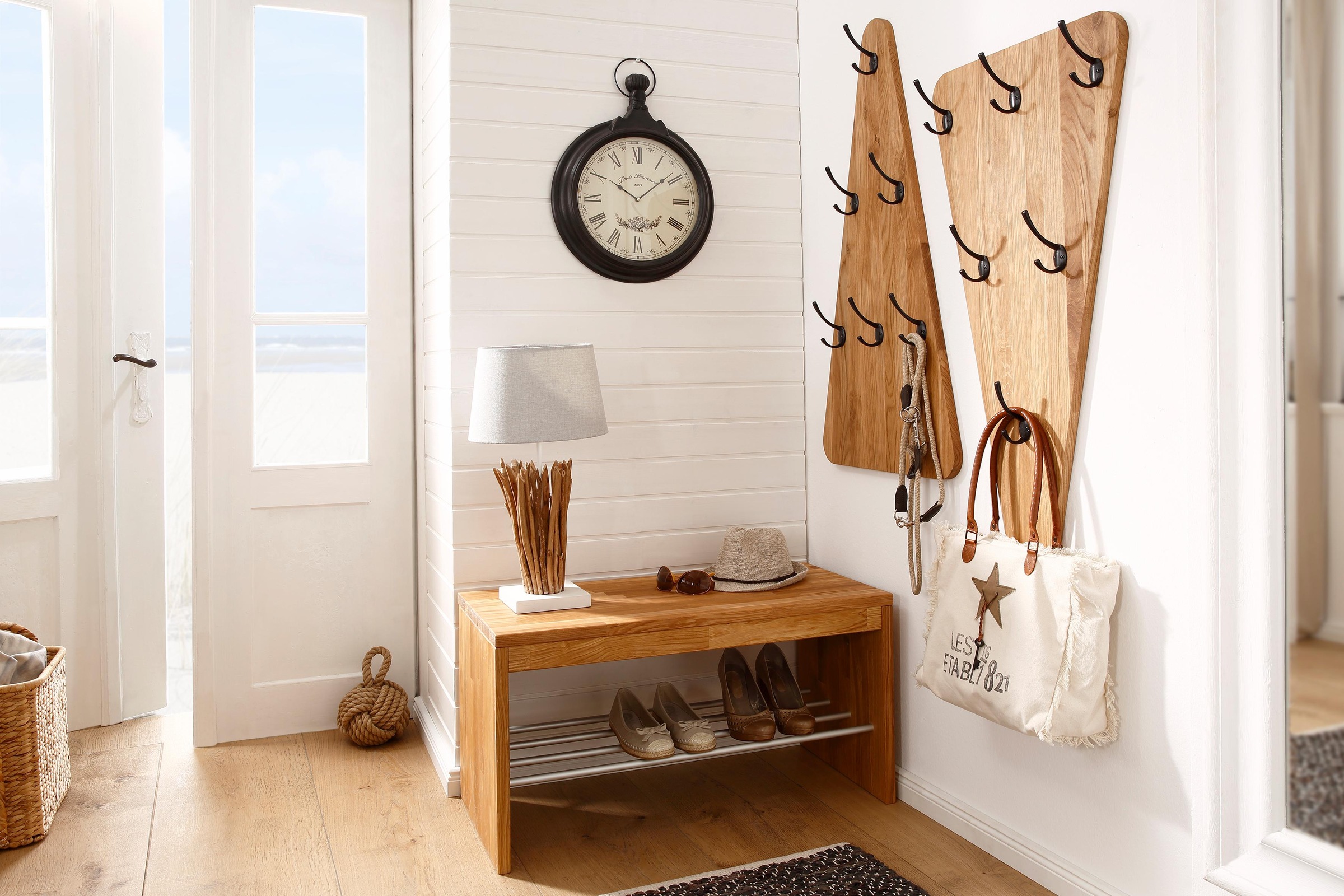 Home affaire Schuhbank »Dura« aus massiven Wildeichenholz oder Buche, Breite 82 cm
