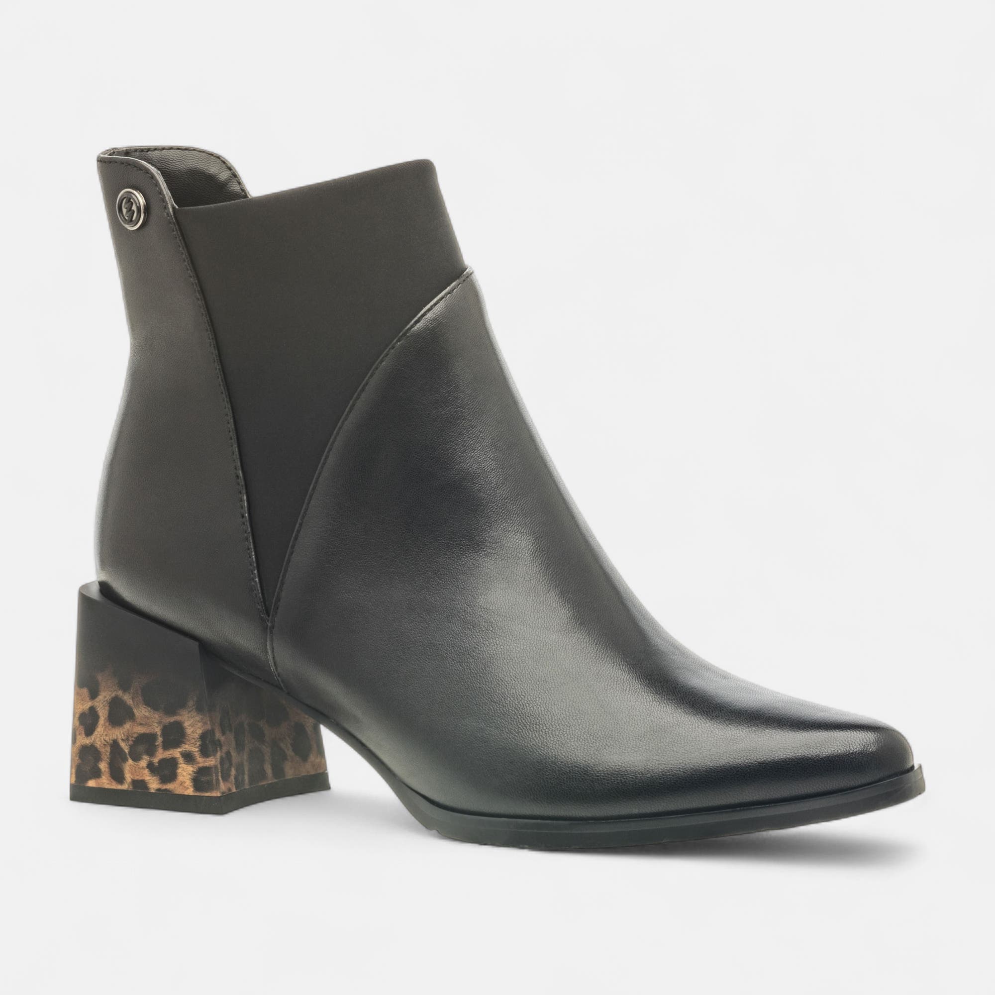 Bottines à talon Femme en cuir noir