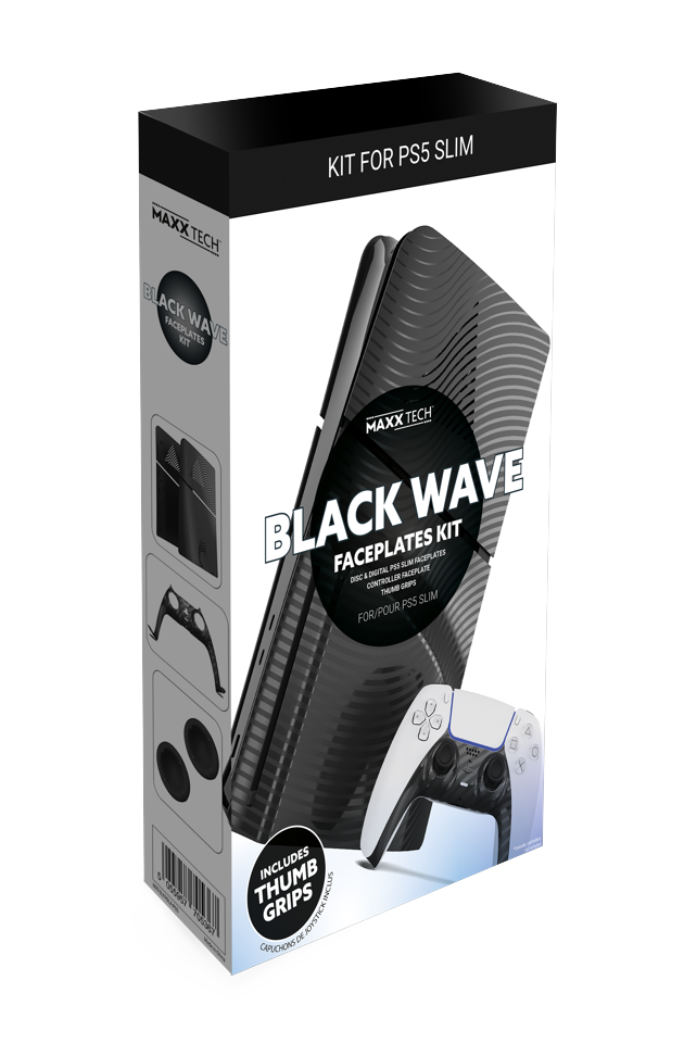 Maxx Tech PS5 Slim Faceplates + Controller Faceplates - Black Wave
