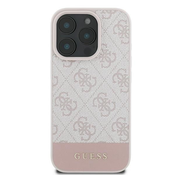 iPhone 16 Pro Max Leder Hardcase Hülle 4G Bottom Stripe (GUHCP16XG4GLPI) - Rosa