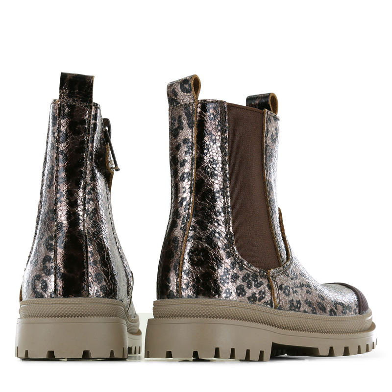 Shoesme metallic chelseaboot met panterprint Leer, Metallic | Sale