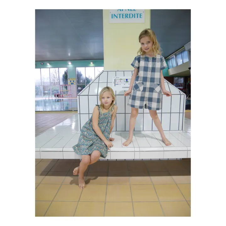 La Petite Collection Combishort Lin Carreaux | Bleu