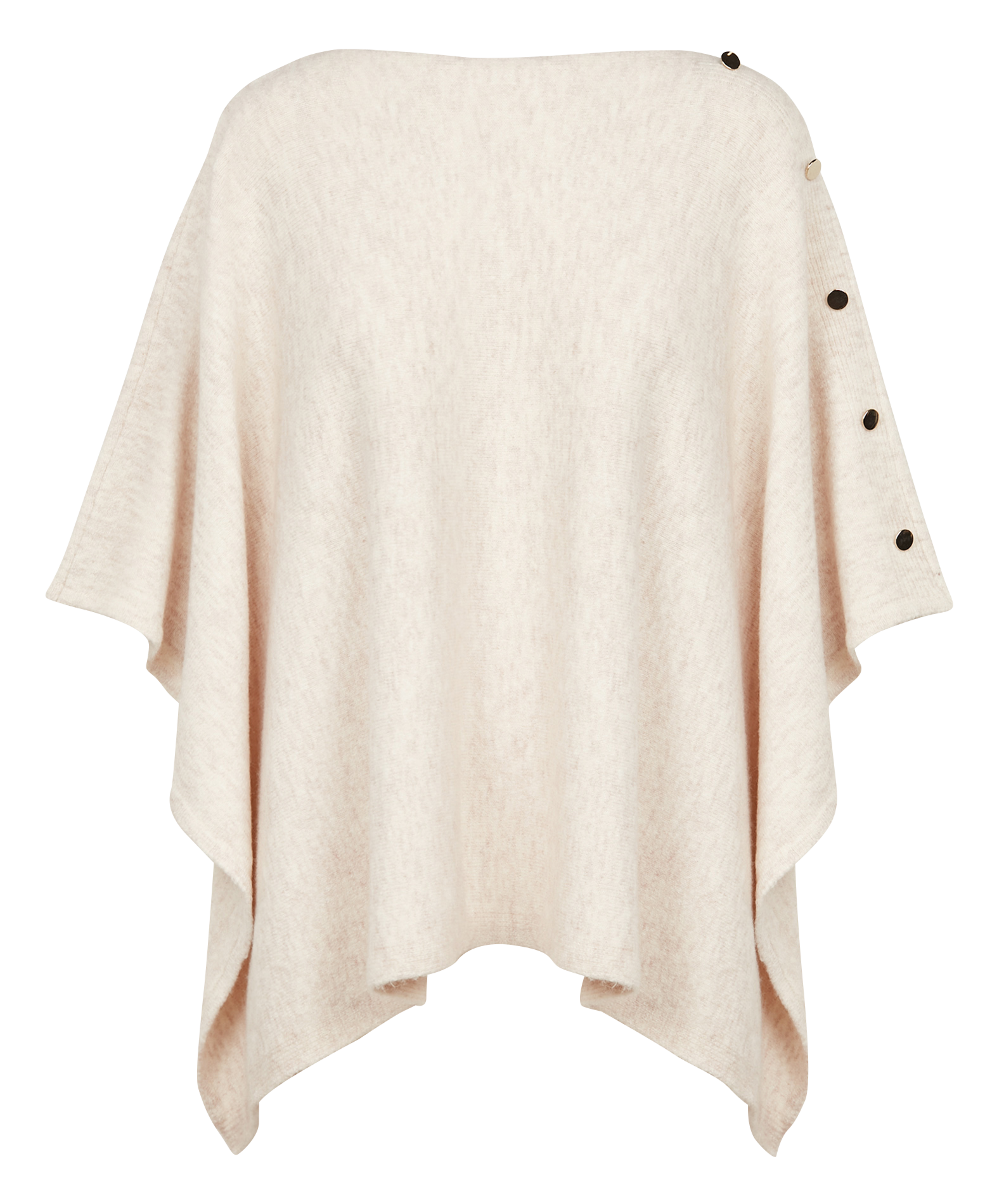 LISAB - Poncho col bateau en maille mélangée | Beige