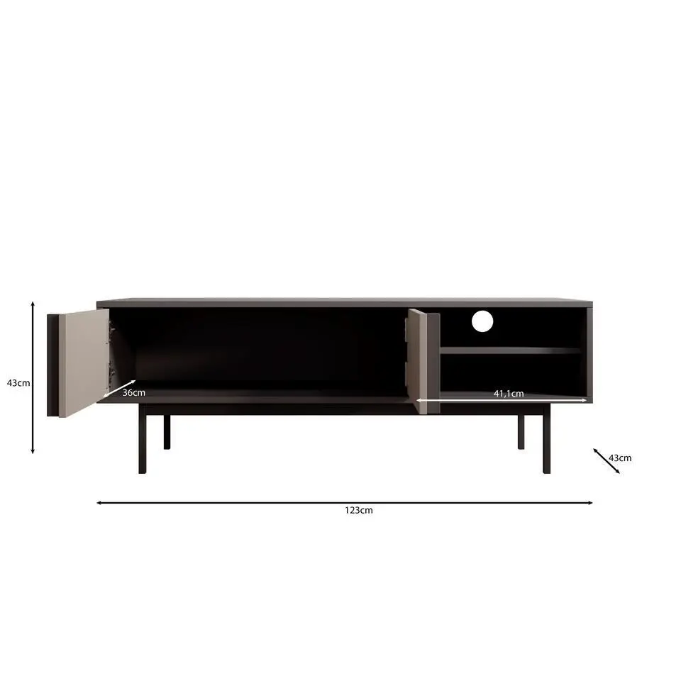 Meubella - Antigo - TV-Meubel - Beige/Antraciet - 123 cm
