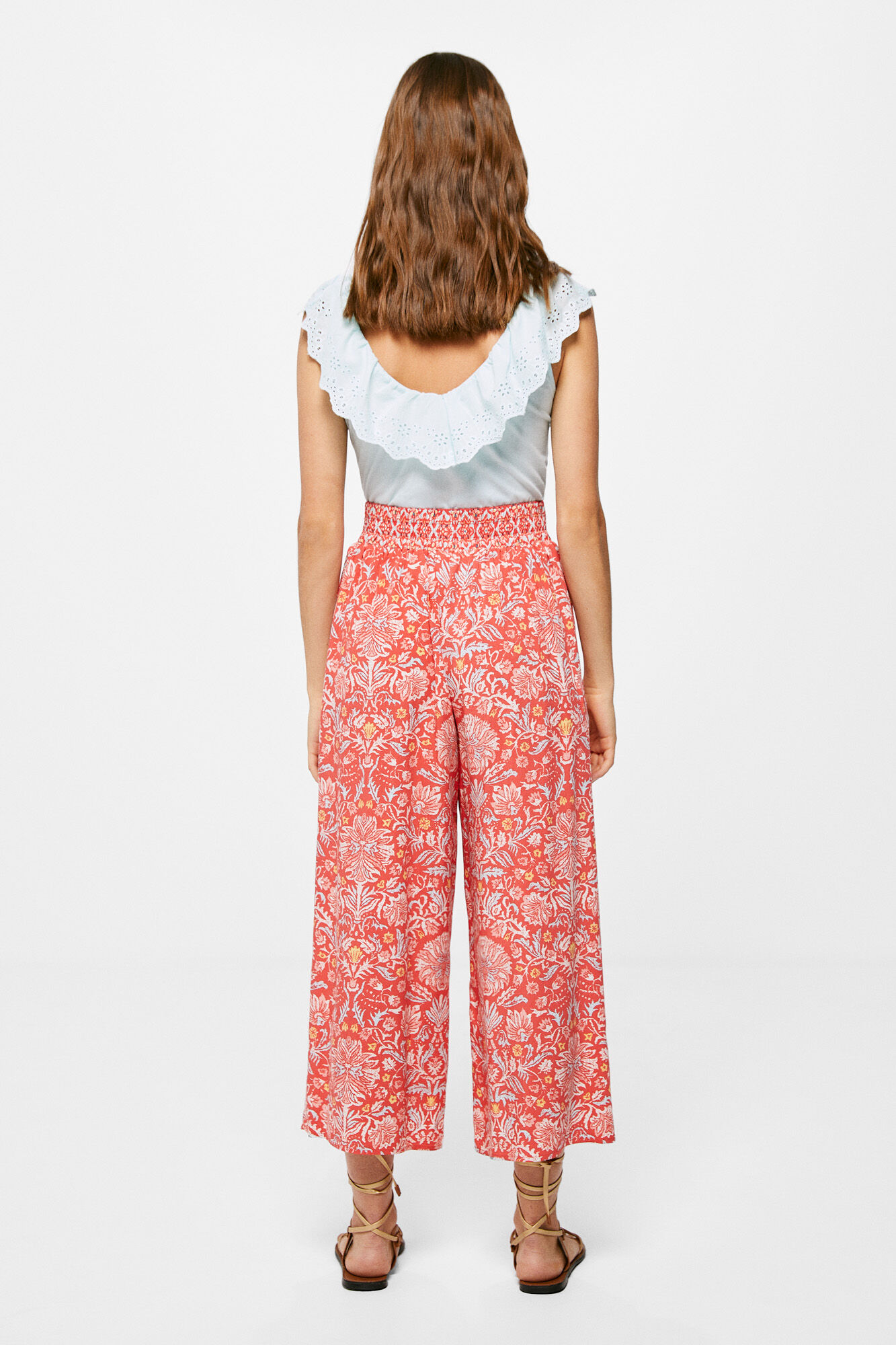 Calças culote estampadas - coral