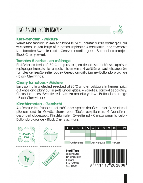 Hortitops Tomaten Cherry - 4 Kleuren - Groentezaden - 30 stuks