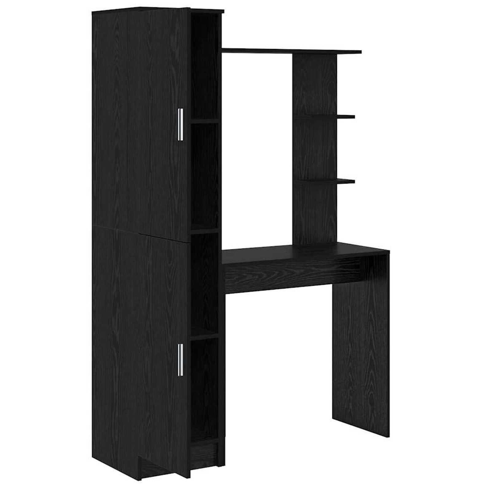 vidaXL Bureau met opbergruimte 2 st zwart eiken 78,5 x 37 x 154,5 cm
