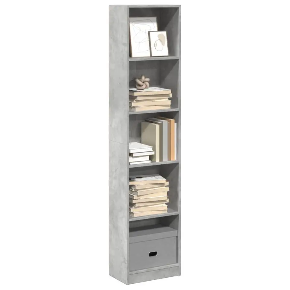 vidaXL - Boekenkast met 5 vakken - Betongrijs - Bewerkt hout - 40x24x176 cm