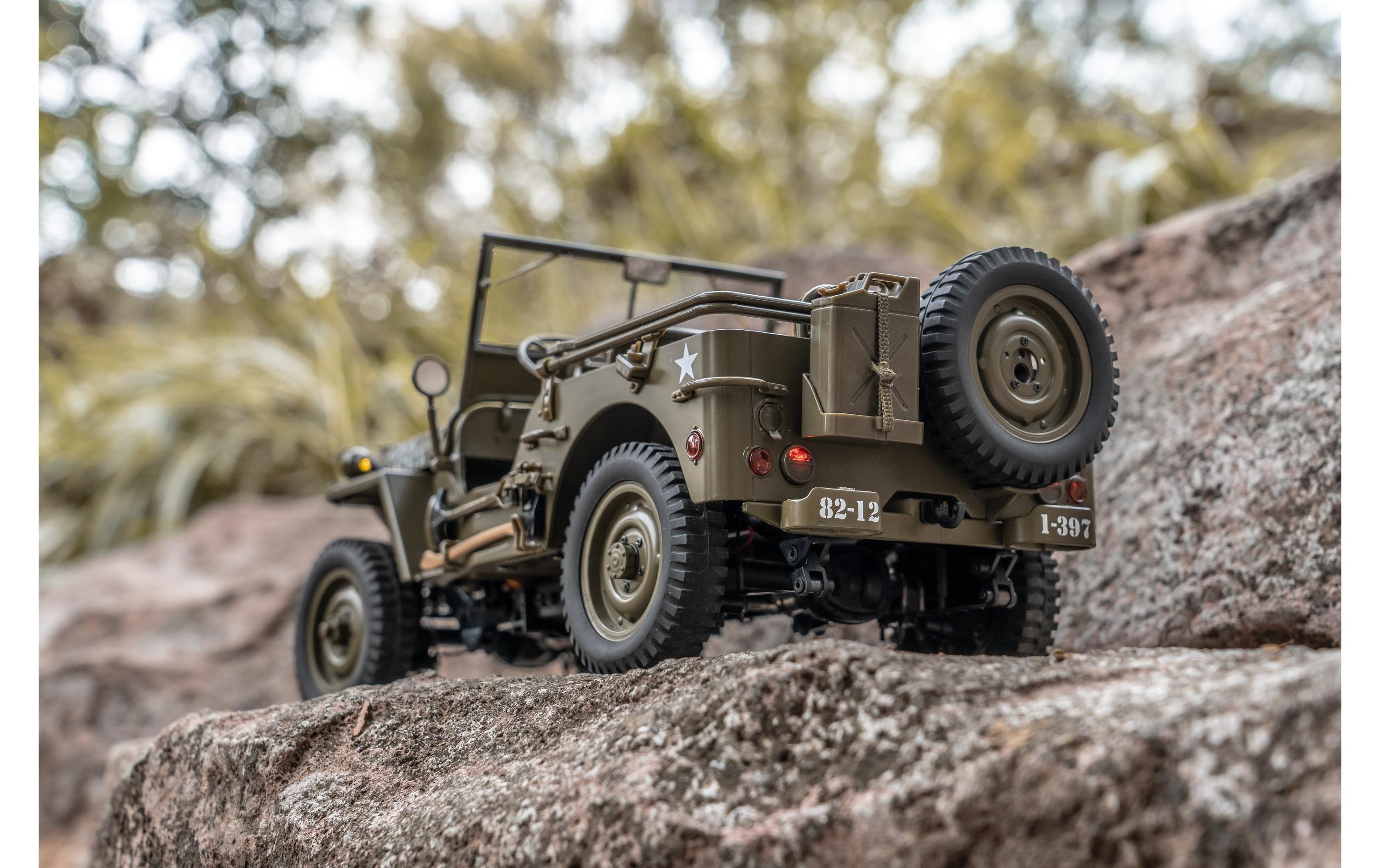 Scale Crawler 1941 MB Willys Jeep, 4 x 4 RTR, 1:12<br>1941 Willys Militär Jeep – Ein Traum für jeden Scaler