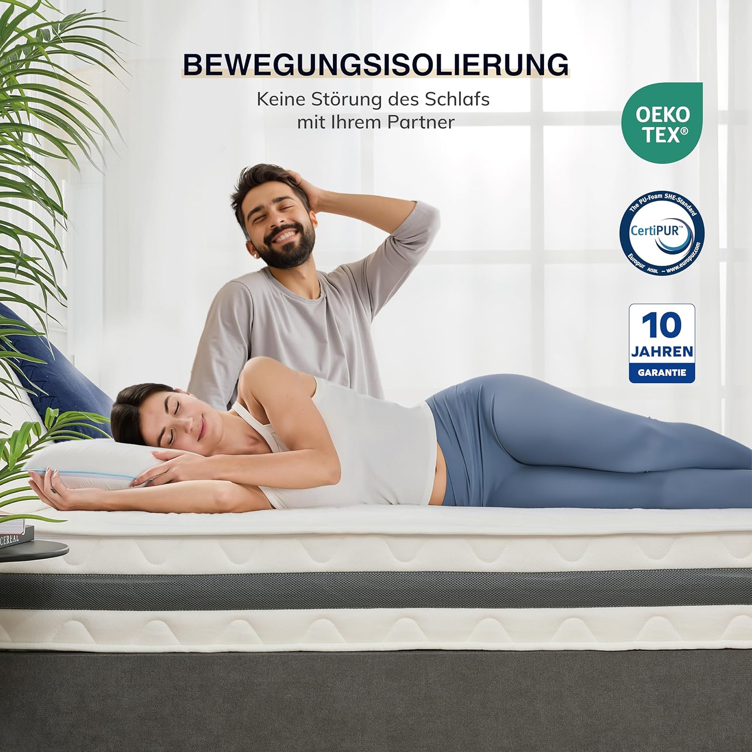 EGO Home Matratze 160x200 cm Härtegrad H3 Taschenfederkernmatratze Höhe 23 cm Ergonomische 7 Zonen Federkernmatratze 160x200cm mit Komfortschaum und Microfaser-Bezug für Erwachsene