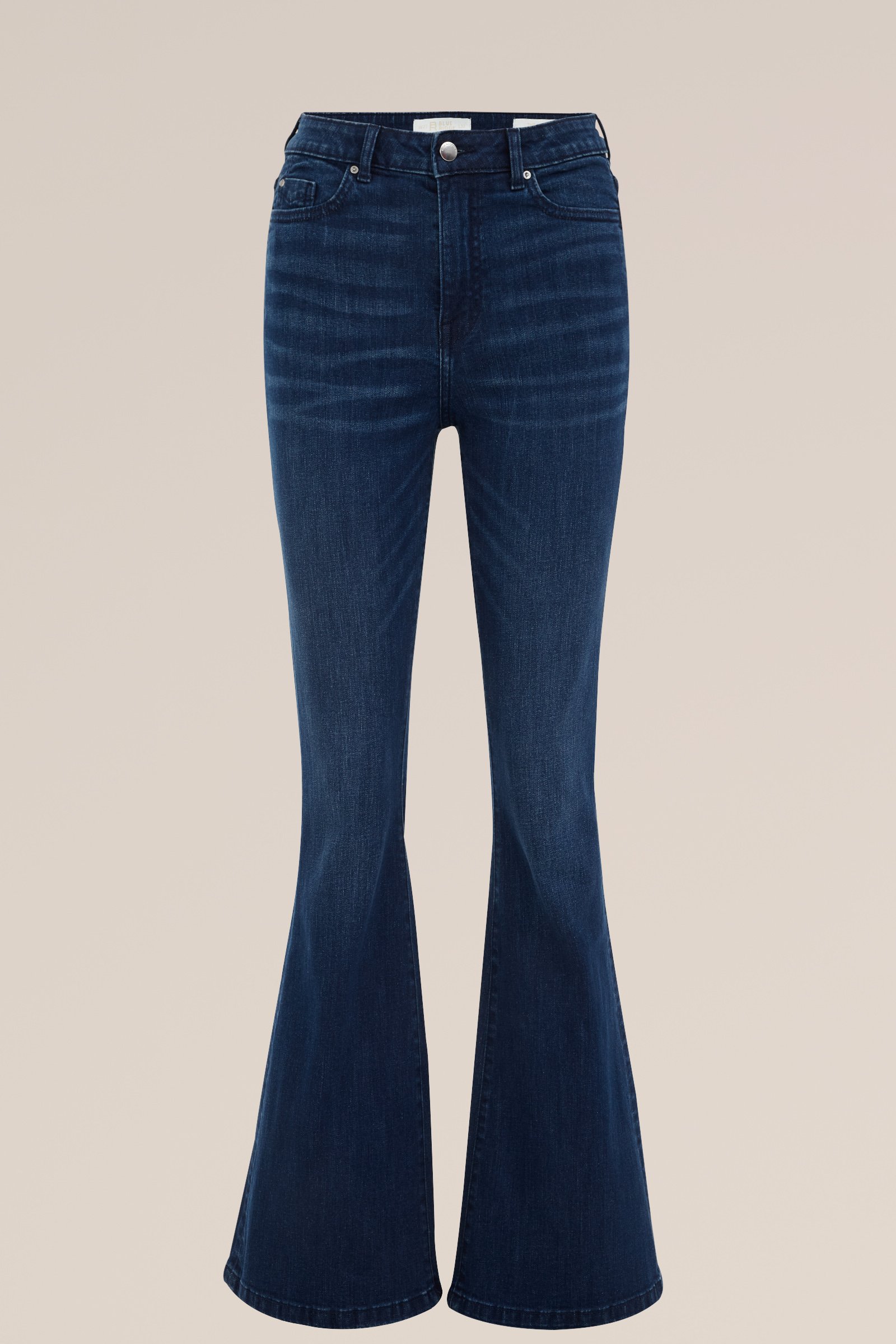 high rise flared jeans met superstretch Blue Ridge Donkerblauw