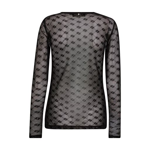 Mos Mosh Loretta Velvet Mesh Bluse, Black, L