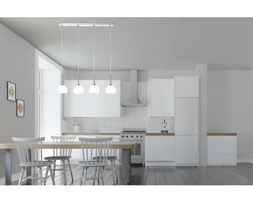 Hanglamp, 4-lichts, HxL 120x91 cm, chroom/helder/wit