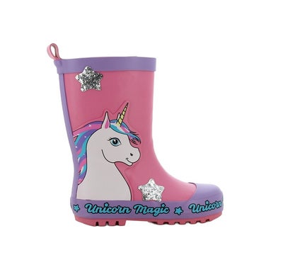Unicorn Academy Gummistøvler, Purple/Fuchsia