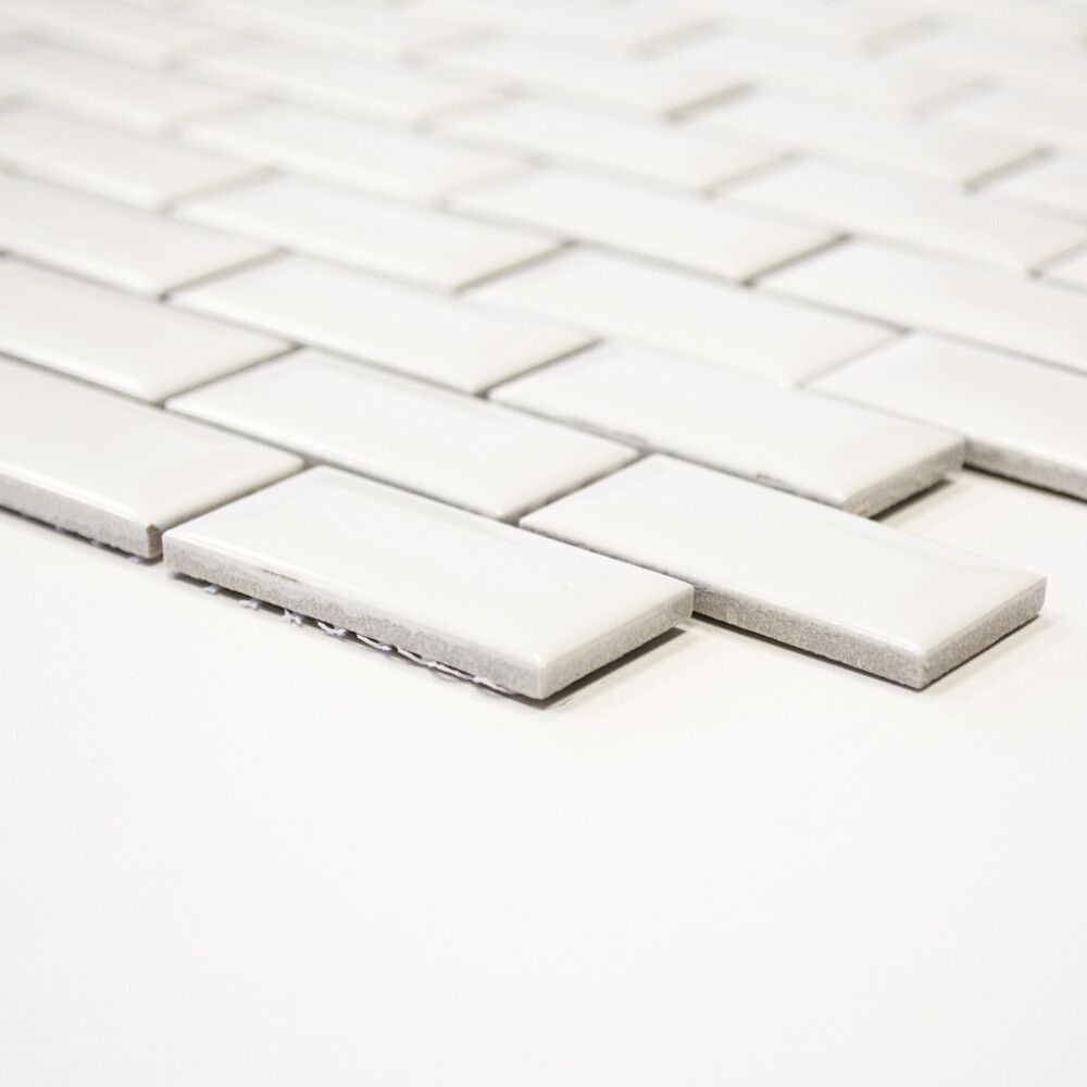 MOSAIKK BRICK BOND DIAMOND HVIT BLANK 4.8X2.3CM 5MM