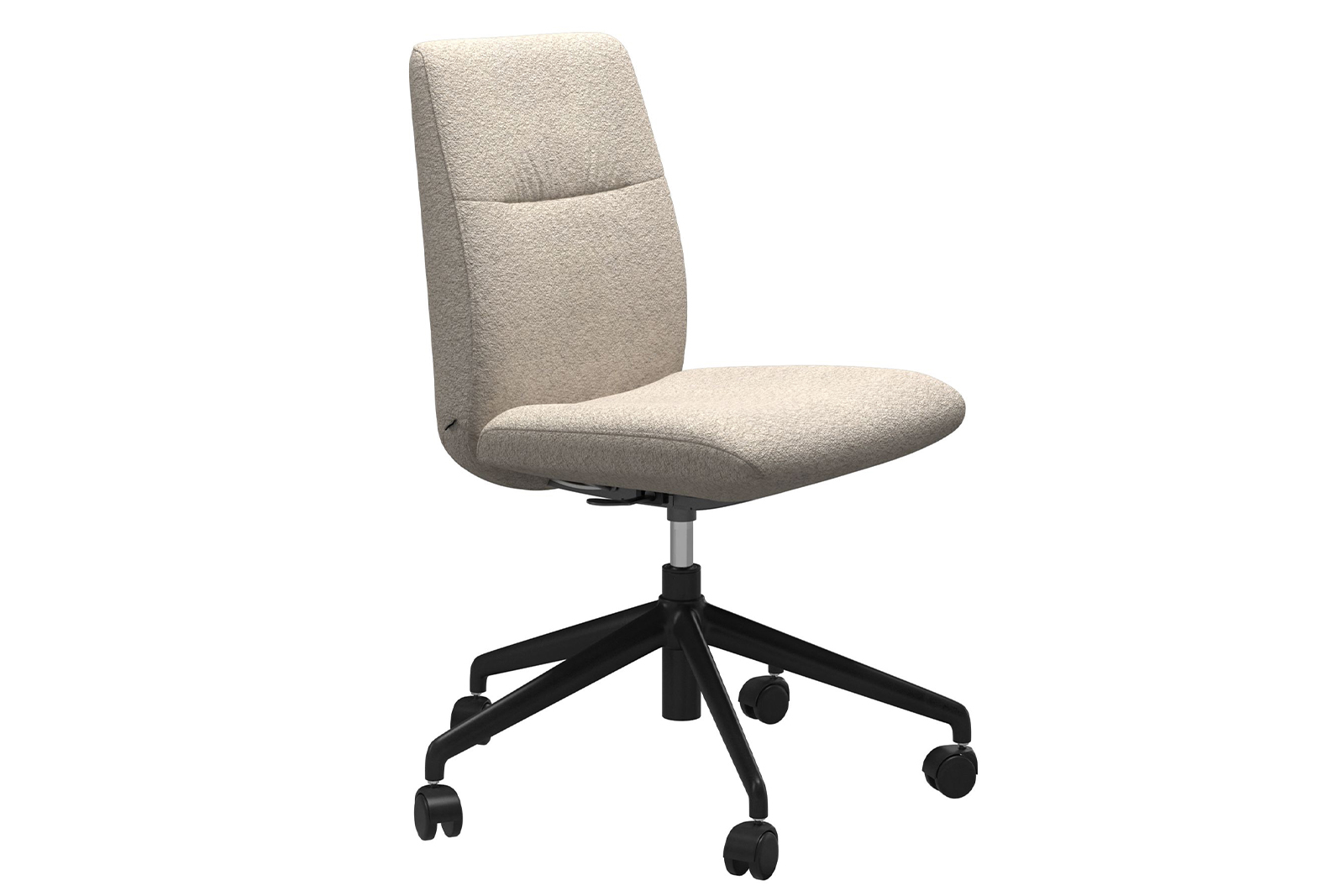Mint kontorstol Lav stol i tekstil Orchid Offwhite uten arm og med matt sort understell\n